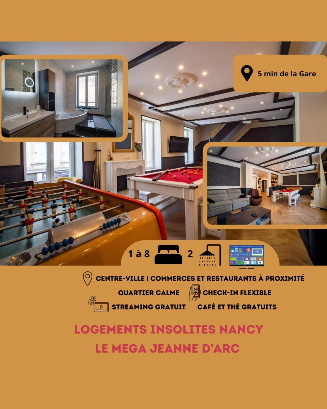 Mega Jeanne D'Arc Billard Baby Foot Logements Insolites 낭시 외부 사진